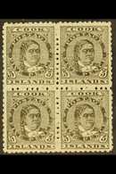 1902 5d Olive-black Queen, SG 33, Fine Mint Block Of Four With Lower Pair Being Never Hinged. For More Images, Please Vi - Islas Cook