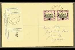 1940 3d On 1½d Black And Purple, SG 130, Horizontal Pair On Neat 1941 "Wells" Envelope Registered MAUKE To England. For  - Cook