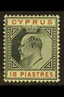 1902-04 18pi Black And Brown, Watermark Crown CA, SG 58, Fine Mint. For More Images, Please Visit Http://www.sandafayre. - Other & Unclassified