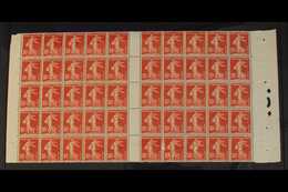 1906 10c Red Sower With Ground (SG 325, Yvert 134), Never Hinged Mint GUTTER BLOCK Of 50 (10x5 - Five Complete Horizonta - Other & Unclassified