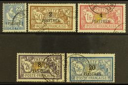 CRETE 1903 Surcharges Set Complete, SG 16/20 (Yvert 16/20), Very Fine Cds Used, Variously Signed By Experts (5 Stamps) F - Sonstige & Ohne Zuordnung