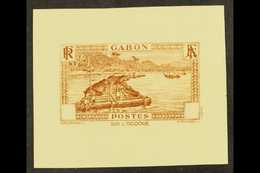 GABON 1932-33 "Log Raft On The River Ogowe" With Value Tablet Blank, IMPERF DIE PROOF In Brown On Gummed Paper, Very Fin - Other & Unclassified