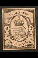 OLDENBURG 1859 2 Gr Black On Rose, Mi 7, Very Fine And Fresh Mint No Gum. Lovely Stamp With Clear Even Margins All Round - Sonstige & Ohne Zuordnung