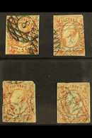 SAXONY 1855-63 5ng Orange Brown (Sc 13a, SG 25) Used Group, 3 Stamps With Certificates, One Stamp With A Tear. (4 Stamps - Other & Unclassified