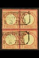 1872 1g Rose-carmine Small Shield (Michel 4, SG 5), Fine Used BLOCK Of 4 Cancelled By Two Boxed "Hohenstein - Ernstthal" - Altri & Non Classificati