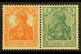 1918-19 7½pf+5pf Germania Horizontal SE-TENANT PAIR, Michel W 6ab, Very Fine Mint, Fresh. (2 Stamps) For More Images, Pl - Sonstige & Ohne Zuordnung