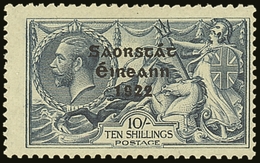1922-23 10s Dull Grey Blue Seahorse SG 66, Showing Row 1/2 MAJOR RETOUCH Hib. T61b, Fine Mint, Centered To Right. For Mo - Otros & Sin Clasificación