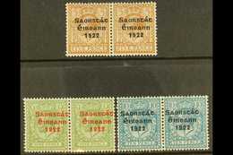 1922-23 SAORSTAT 5d, 9d And 10d Horizontal Pairs, One In Each Showing Raised "A", Fine Mint. For More Images, Please Vis - Sonstige & Ohne Zuordnung