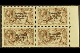 1925 2s 6d Chocolate Brown, SG 83, Marginal Block Of 4 Showing The Variety "Wide And Narrow Date" As 2 Vertical Pairs, S - Andere & Zonder Classificatie