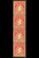 1933 COIL STAMP 1d Carmine, Perf 15 X Imperf (single Perf), Strip Of Four Fine Mint, Two Are Never Hinged, Well Centered - Andere & Zonder Classificatie