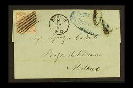 MODENA 1859 40c Brownish Carmine, Sass 17c, Superb Used On 1861 Cover To Milan, Tied By Neat 5 Bar Cancel With Reggio 19 - Ohne Zuordnung