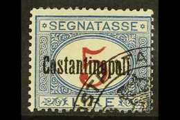 CONSTANTINOPLE POSTAGE DUE 1922 2L Blue And Carmine, Sassone 6 (SG D105), Fine Used, Signed Sorani, E. Diena & Oliva. RA - Autres & Non Classés
