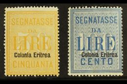 ERITREA POSTAGE DUES 1903 50L Yellow & 100L Blue Overprints (SG D41/42, Sassone 12/13), Fine Mint, 50L With Tiny Wrinkle - Otros & Sin Clasificación