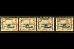 1938-54 MINT ONE SHILLING DEFINITIVE SET. A Fine Mint Group Presented On A Stock Card, Inc Black & Yellowish Brown (perf - Vide