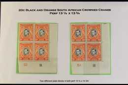 1942 20c Black And Orange, Perf 13¼ X 13¾, SG 139b, Two Different Very Fine Mint Corner Plate Blocks Of Four, One Showin - Vide