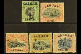 1904 "4 Cents" Surcharges - 4c On 5c (SG 129), Plus 4c On 8c To 4c On 24c (SG 131/34), Fine Mint. (5 Stamps) For More Im - Borneo Septentrional (...-1963)