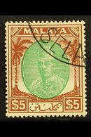 KELANTAN 1951 $5 Green And Brown Sultan Ibrahim, SG 81, Very Fine Used. For More Images, Please Visit Http://www.sandafa - Otros & Sin Clasificación