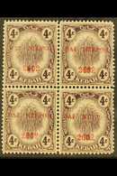 KEDAH 1942-43 4c Violet Block Of Four, The Upper- Right Stamp With The "NIRPON" Overprint Error (SG J3 Variety), Never H - Other & Unclassified