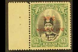 KEDAH 1942-43 $1 Black And Green With OVERPRINT INVERTED, SG J13a, Never Hinged Mint, The Gum Lightly Toned. Ex Robson L - Altri & Non Classificati