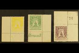 THAI OCCUPATION 1944 1c Yellow, 3c Green And 4c Purple (SG TM1, 3 & 4), Very Fine Unused Corner Inscription  Examples. ( - Other & Unclassified