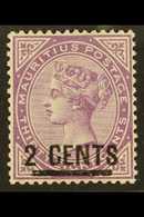 1886 2c On 38c Bright Purple, SG 116, Good To Fine Mint  For More Images, Please Visit Http://www.sandafayre.com/itemdet - Maurice (...-1967)