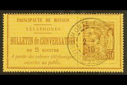 TELEPHONE STAMP. 1886 50c Brown On Yellow, Yvert 1, Very Fine Used. Scarce. For More Images, Please Visit Http://www.san - Other & Unclassified