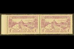 1925 VARIETY Dunedin Exhibition 4d Mauve/pale Mauve Pair, The Left Hand Stamp With "POSTAGF" Variety, SG 465/465a, Very  - Autres & Non Classés