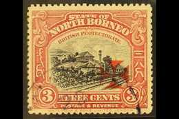 1916 1916 3c Black & Rose-lake Red Cross Overprint In Carmine, SG 204, Fine Cds Used, Fresh. For More Images, Please Vis - North Borneo (...-1963)