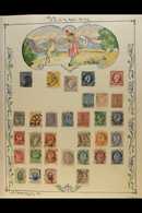 1855 - 1878 CLASSIC SELECTION Comprehensive Selection On Beautiful Hand Illustrated Page Including 1855 4s Blue, 1856 Os - Other & Unclassified