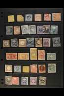 1858 - 1890s UNUSUAL ITEMS. A Single Hagner Page Showing Forgeries, War Of The Pacific Overprints & Other Items (36 Stam - Peru