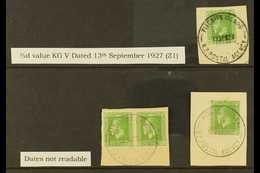 1915-29 ½d KGV Of New Zealand With "PITCAIRN ISLAND" Cds Cancels On-piece Group, SG Z1, One With Very Fine Complete Canc - Pitcairn