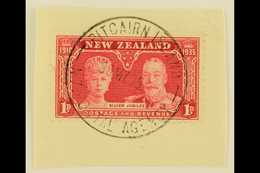 1935 1d Carmine Silver Jubilee Of New Zealand, On Piece Tied By Fine Full "PITCAIRN ISLANDS" Cds Cancel Of 30 MY 35, SG  - Islas De Pitcairn