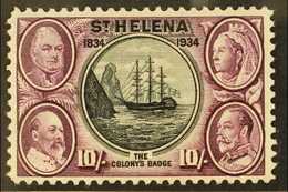 1934 10s Black & Purple "Centenary", SG 123, Fine Mint For More Images, Please Visit Http://www.sandafayre.com/itemdetai - Saint Helena Island