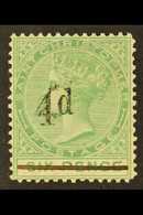 1886 4d On 6d Green, No Stop After "d", SG 25a, Mint With Large Part Gum. For More Images, Please Visit Http://www.sanda - St.Christopher-Nevis-Anguilla (...-1980)