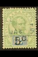 1889-92 5c On 12c Green And Blue With Type 9 Surcharge (with Stop After "C"), SG 26, Fine Used With Blue Railway Cancel. - Sarawak (...-1963)