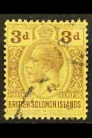 1914-23 (wmk Mult Crown CA) 3d Purple/pale Yellow, SG 28, Fine Used. For More Images, Please Visit Http://www.sandafayre - Salomonen (...-1978)