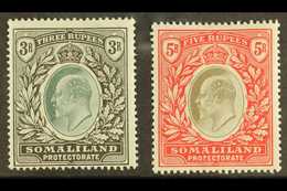 1904 KEVII 3R And 5R, SG 43/44 Fine Fresh Mint. (2 Stamps) For More Images, Please Visit Http://www.sandafayre.com/itemd - Somalilandia (Protectorado ...-1959)