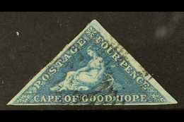 CAPE OF GOOD HOPE 1853 4d Blue On Slightly Blued Paper, SG 4a, Fine Used With 3 Small To Huge Margins. For More Images,  - Non Classificati