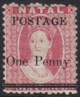 NATAL 1877-79 1d On 6d Rose, SG 93, Fine Mint. For More Images, Please Visit Http://www.sandafayre.com/itemdetails.aspx? - Sin Clasificación