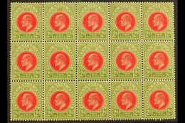 NATAL 1902-03 2d Red & Olive Green, SG 130, BLOCK Of 15 (5 X 3), Never Hinged Mint (15 Stamps) For More Images, Please V - Non Classés