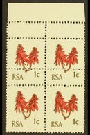 RSA VARIETY 1969 1c Rose-red & Olive-brown, Block Of 4 With EXTRA STRIKE OF COMB PERFORATOR, SG 277, Never Hinged Mint.  - Ohne Zuordnung