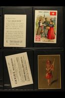 STAMP DESIGNS ON ADVERTISING CARDS - CIRCA 1908 A Scarce & Attractive Group Of Colourful, Continental Advertising Cards, - Sonstige & Ohne Zuordnung
