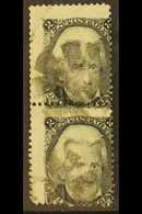 1867 2c black, E Grill, perf.12, VERTICAL PAIR, Scott 87, SG 89a, Good Used, Centred To Lower Right. For More Images, Pl - Sonstige & Ohne Zuordnung