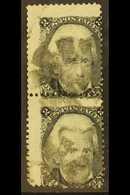 1867 2c black, E Grill, perf.12, VERTICAL PAIR, Scott 87, SG 89a, Good Used, Centred To Lower Right. For More Images, Pl - Altri & Non Classificati