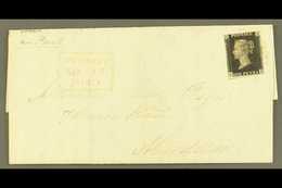 1840 (17 Nov) Entire Letter To Aberdeen Bearing 1d Intense Black 'PD', Plate 2, 4 Margins, Tied By Faint Red MC Pmk; Alo - Ohne Zuordnung