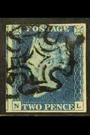 1840 2d Deep Blue 'NL' Plate 2, SG 4, Used With 4 Good / Huge Margins (portion Of Adjoining Stamp At Left), Cancelled By - Other & Unclassified