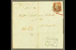 1841 (3 Apr) EL From Forfar To Arbroath Bearing An Attractive 1841 1d Red-brown 'QB' From "BLACK" PLATE 9, Stamp Just To - Other & Unclassified