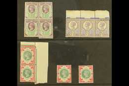 1887-1900 "Jubilee" Never Hinged Mint Comprising 1½d Block Of Four, 5d (Die II) Strip Of Three, And 1s Green And Carmine - Other & Unclassified