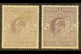 1902-04 2s6d Perf 14, De La Rue Printing On Ordinary Paper, SG 260, Two Different Specialised Shades (lilac, And Slate-p - Ohne Zuordnung