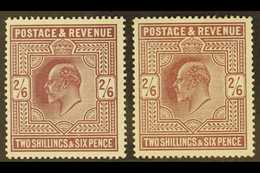 1911-13 2s6d Perf 14, Somerset House Printing On Ordinary Paper, SG315/317, Two Different Specialised Shades (dull Reddi - Ohne Zuordnung